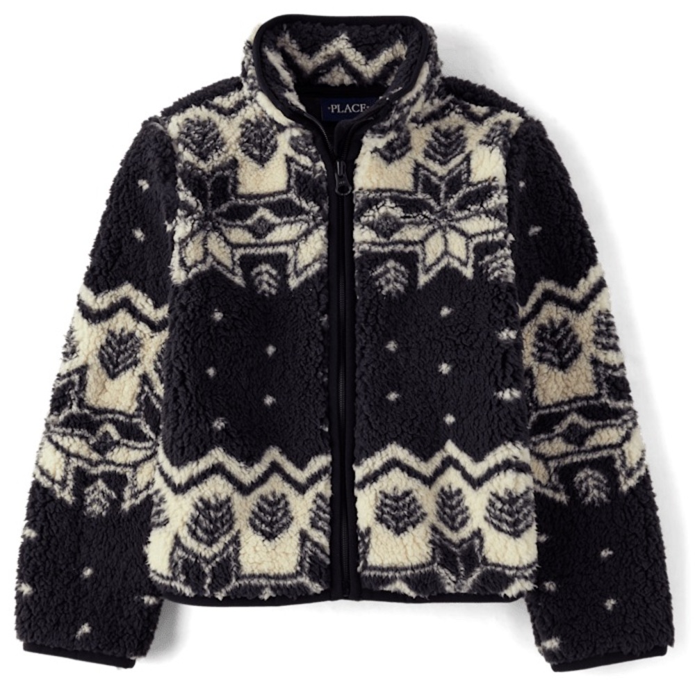 NWT Kids size 4 Black  Patterned Fleece Jacket